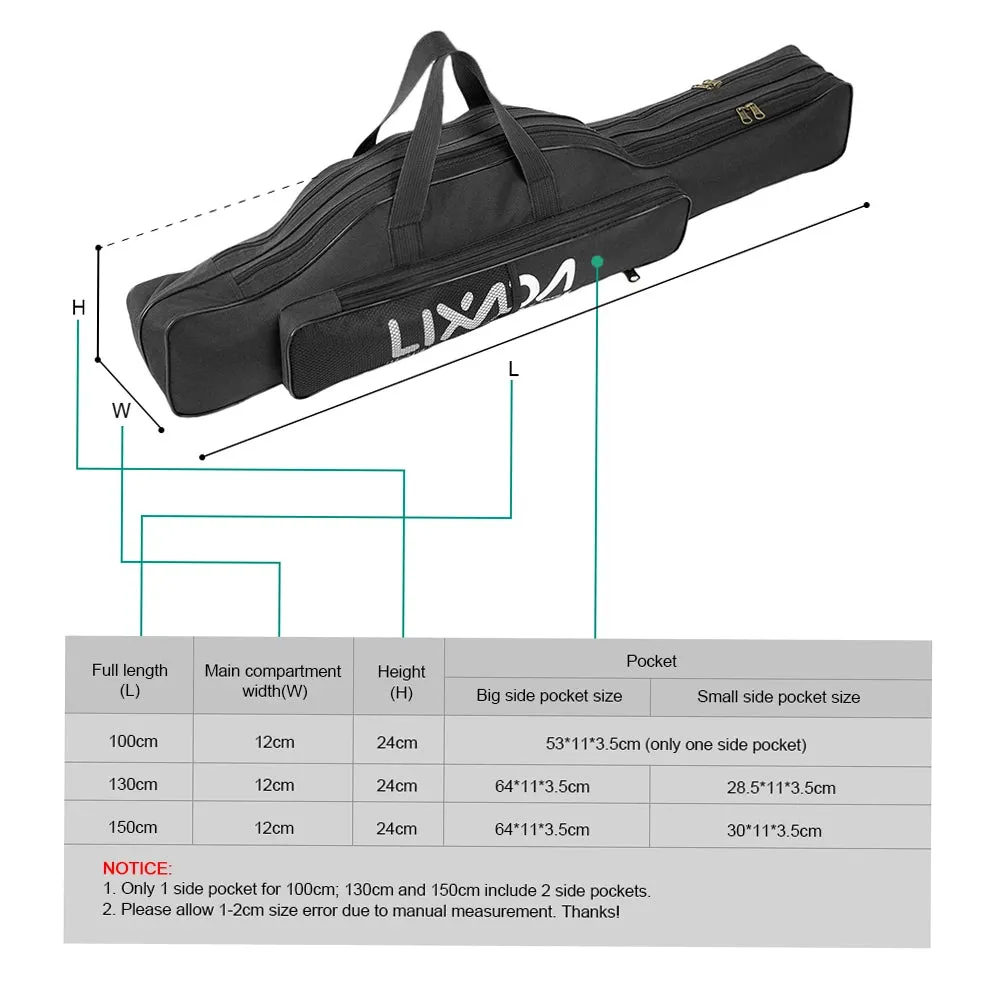 Lixada 210cm  Fishing Bag Portable Folding Fishing Rod Reel Bag Fishing Pole Gear Tackle Tool Carry Bag Storage Bag Organizer