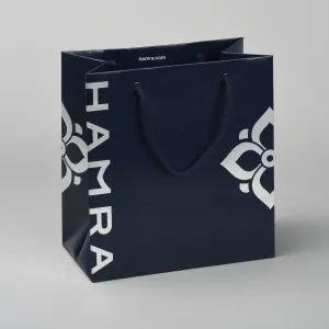 Matching Paper Shopping Bag in Navy Skivertex