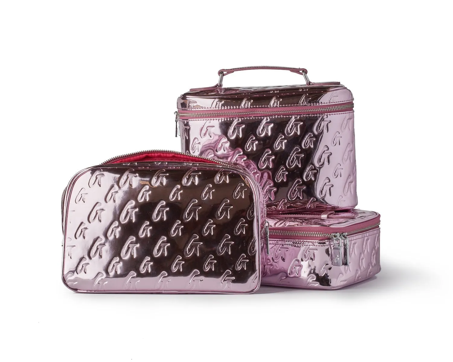 MEDIUM METALLIC MONOGRAM TOILETRY BAG - METALLIC PINK