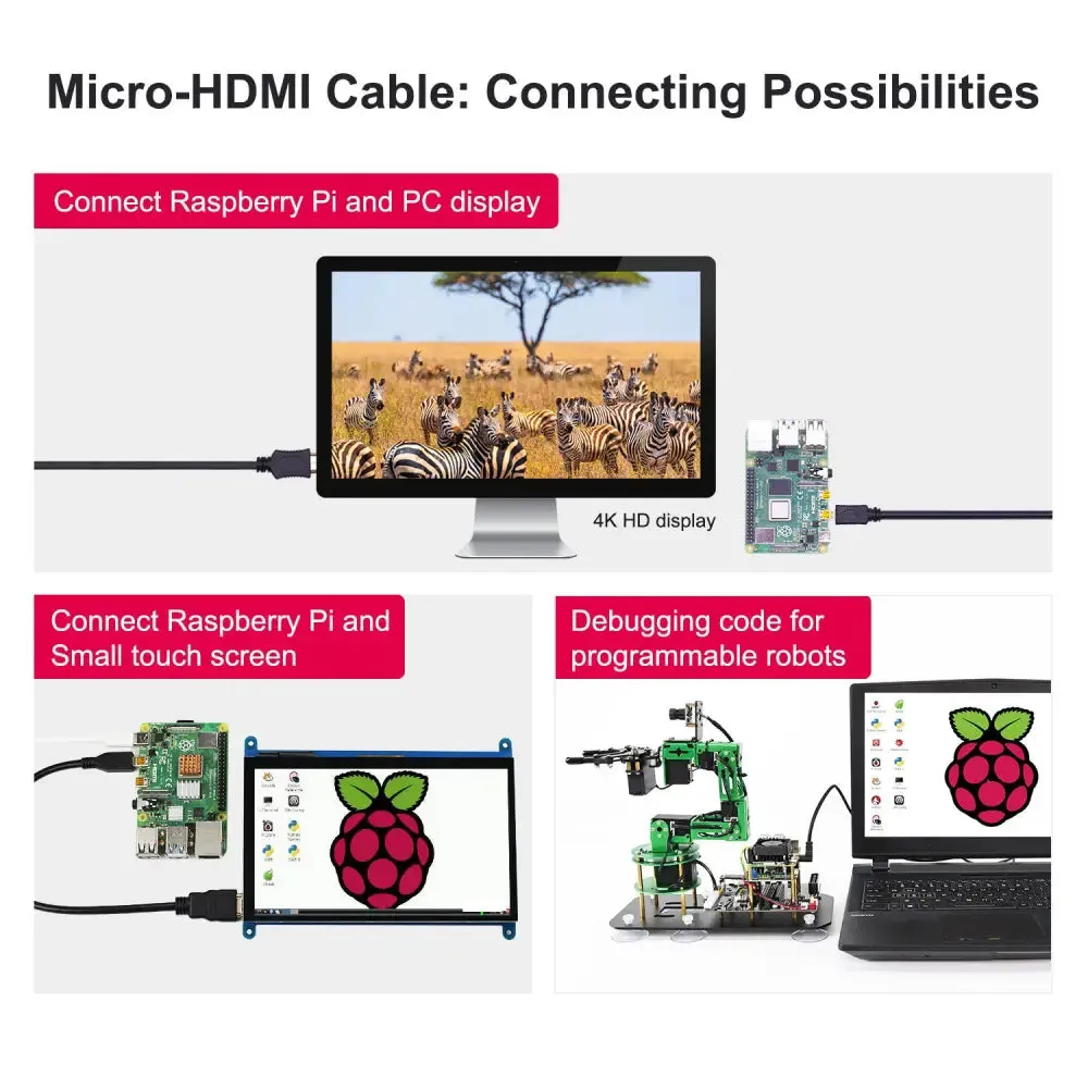 Micro-HDMI to HDMI cable for Raspberry Pi 5/4B--150CM