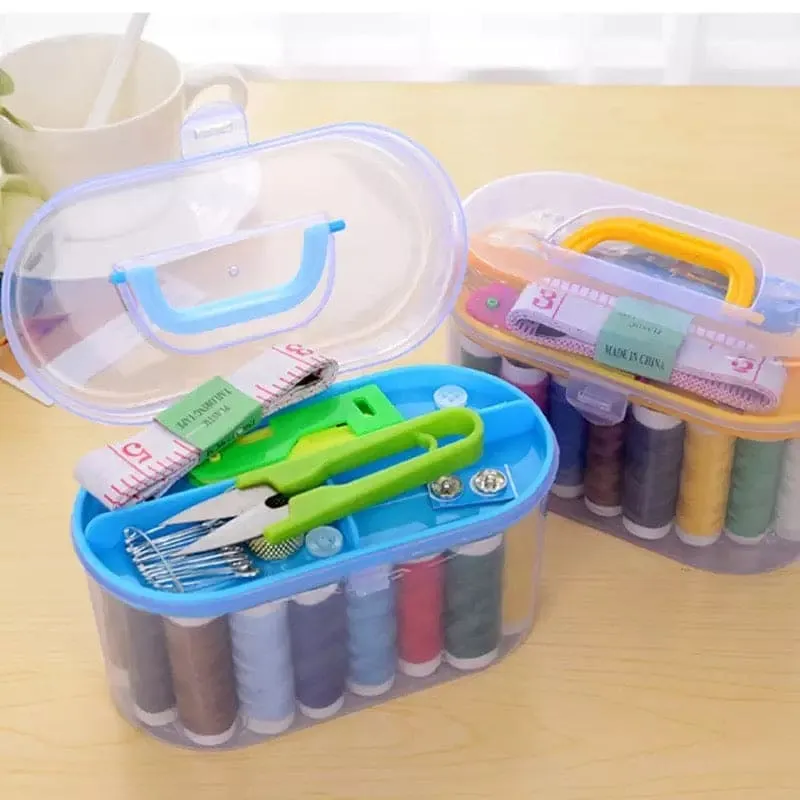 Mini Travel Sewing Box With Color Needle Threads, Sewing Supplies Organizer For Travel, Basic Emergency Sewing Kits Tools Set