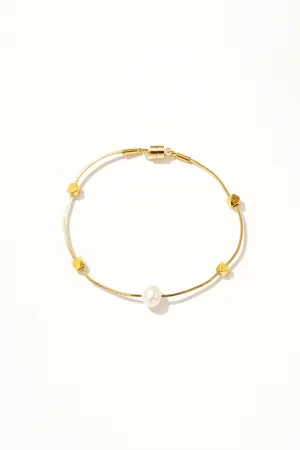 Mixed 18K Gold Pearl Bracelet