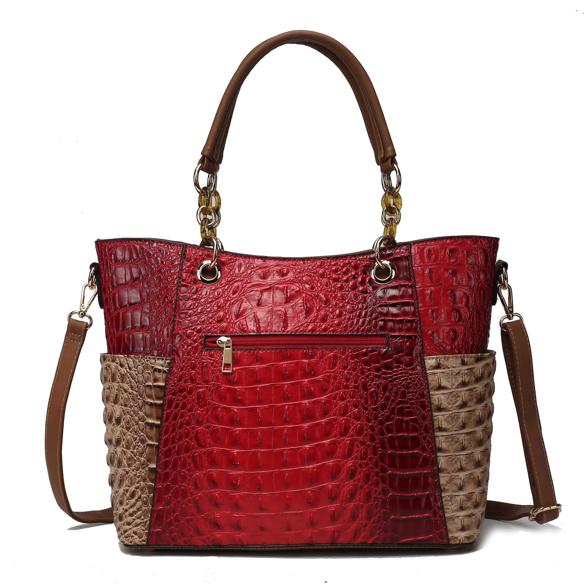 MKF Collection Merlina Faux Crocodile Embossed Vegan Leather Women Tote Bag with matching Wallet by Mia k