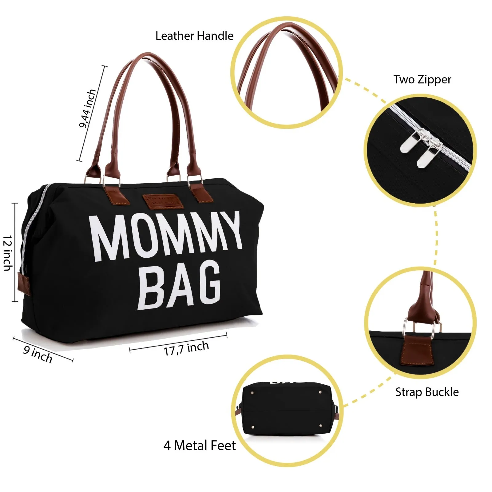 Mommy Diaper Bag for Hospital & Travel,Baby Care (BLACK)