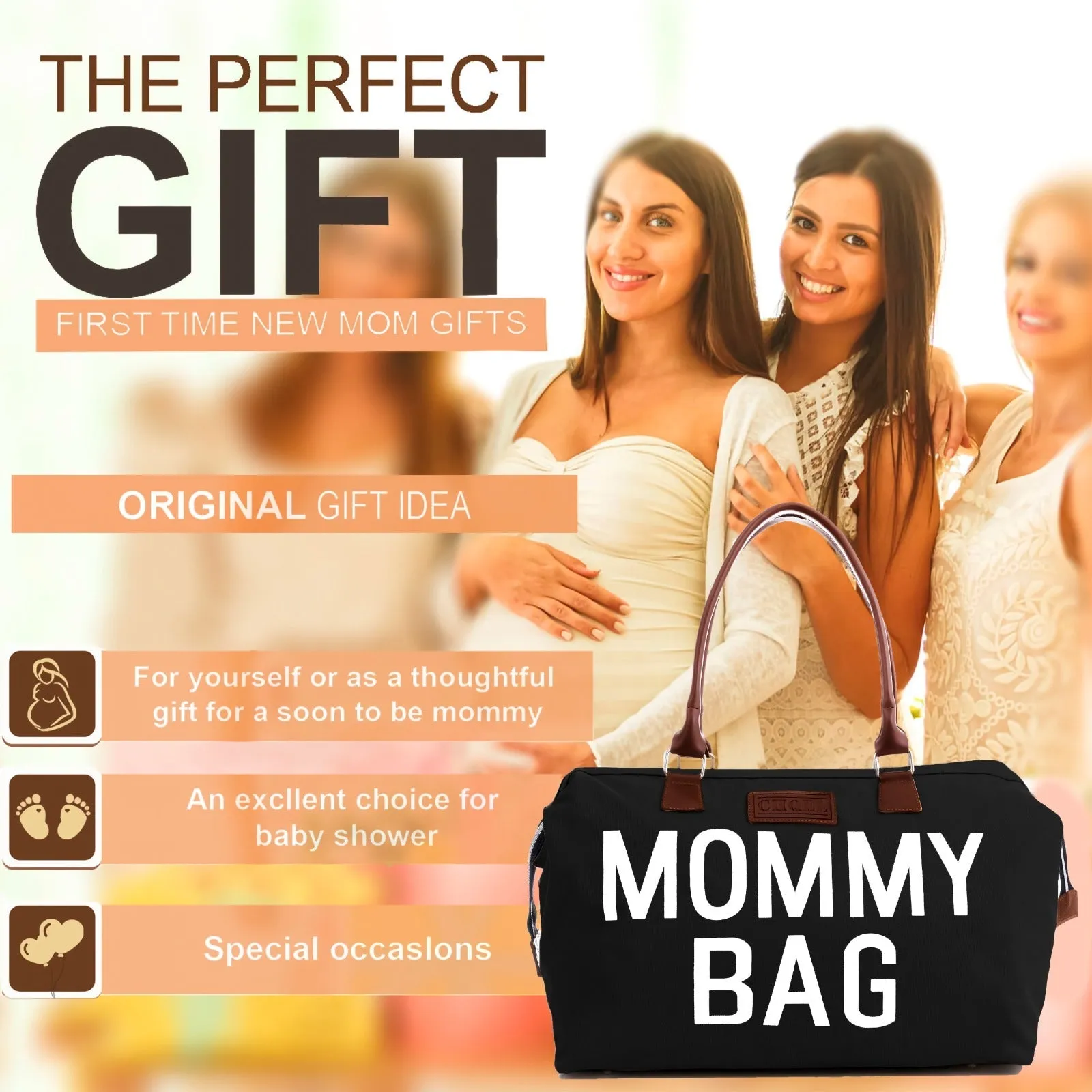 Mommy Diaper Bag for Hospital & Travel,Baby Care (BLACK)