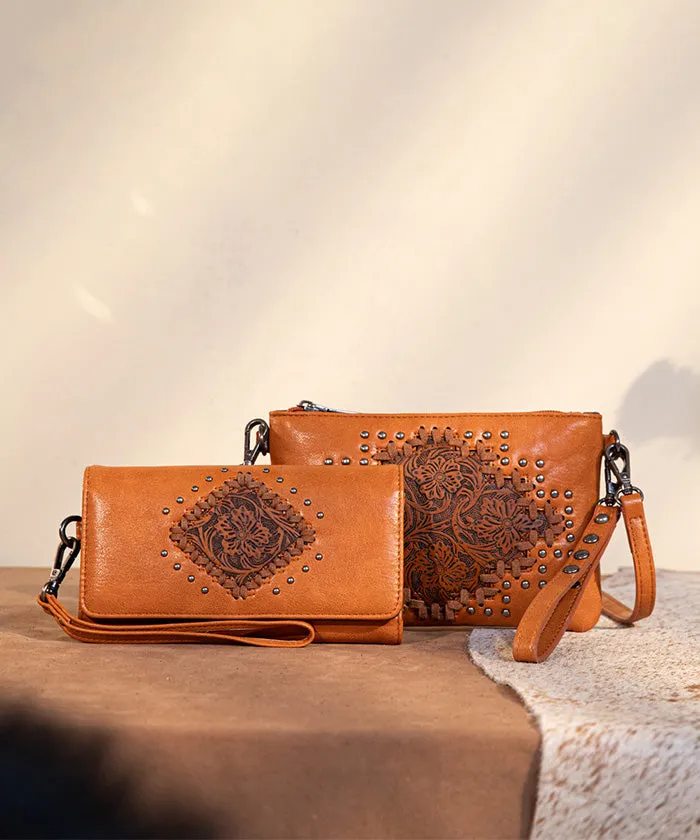 Montana West Tooled Studded Crossbody