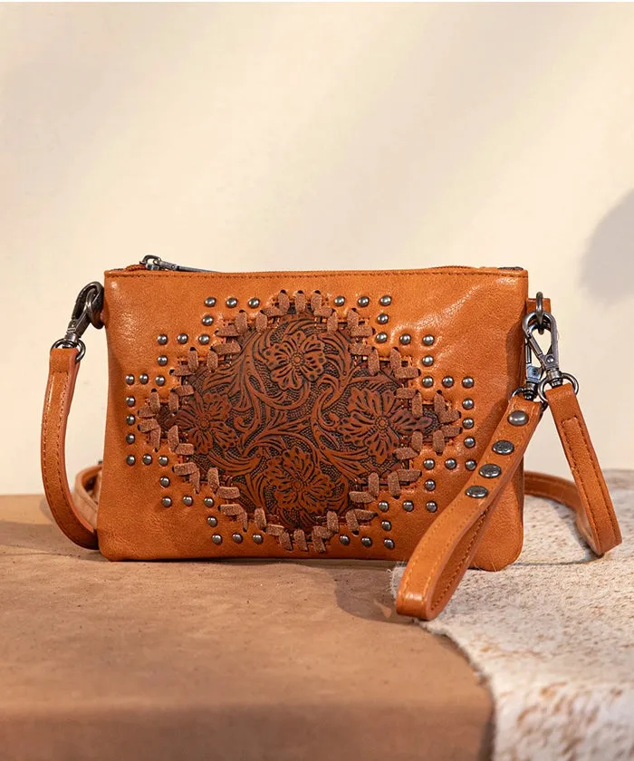 Montana West Tooled Studded Crossbody