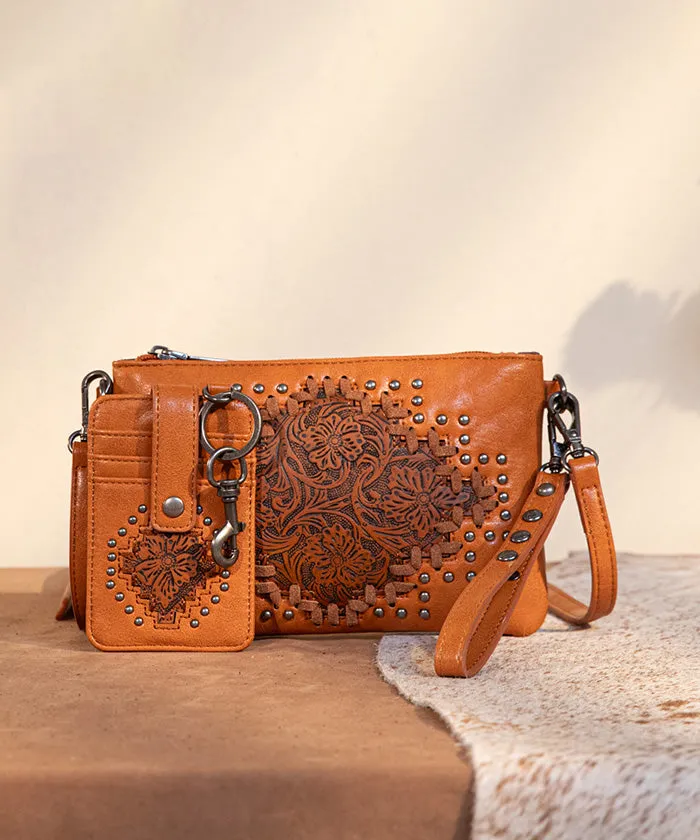 Montana West Tooled Studded Crossbody