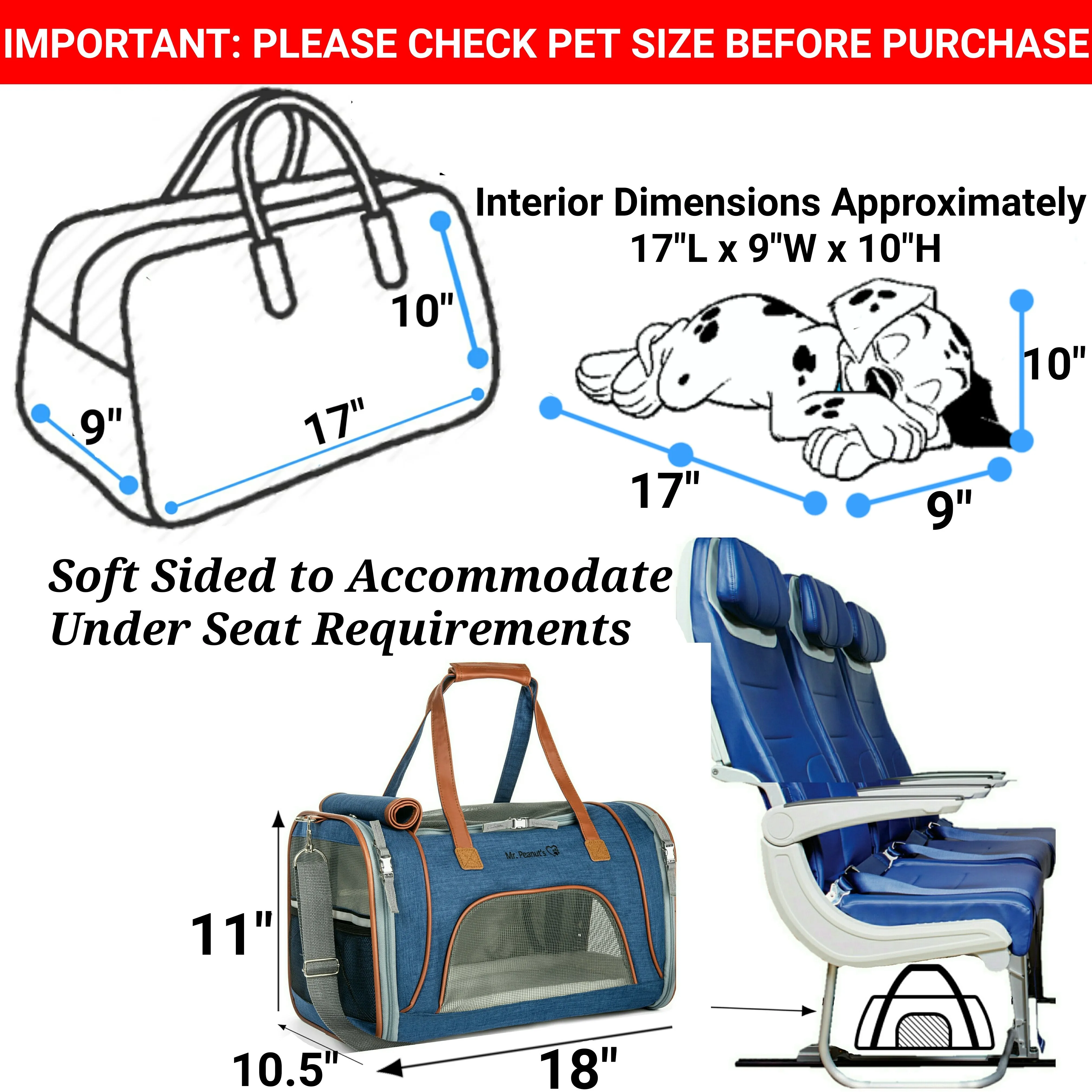 Mr. Peanut's Gold Series Standard Size Airline Compliant Expandable Pet Carrier