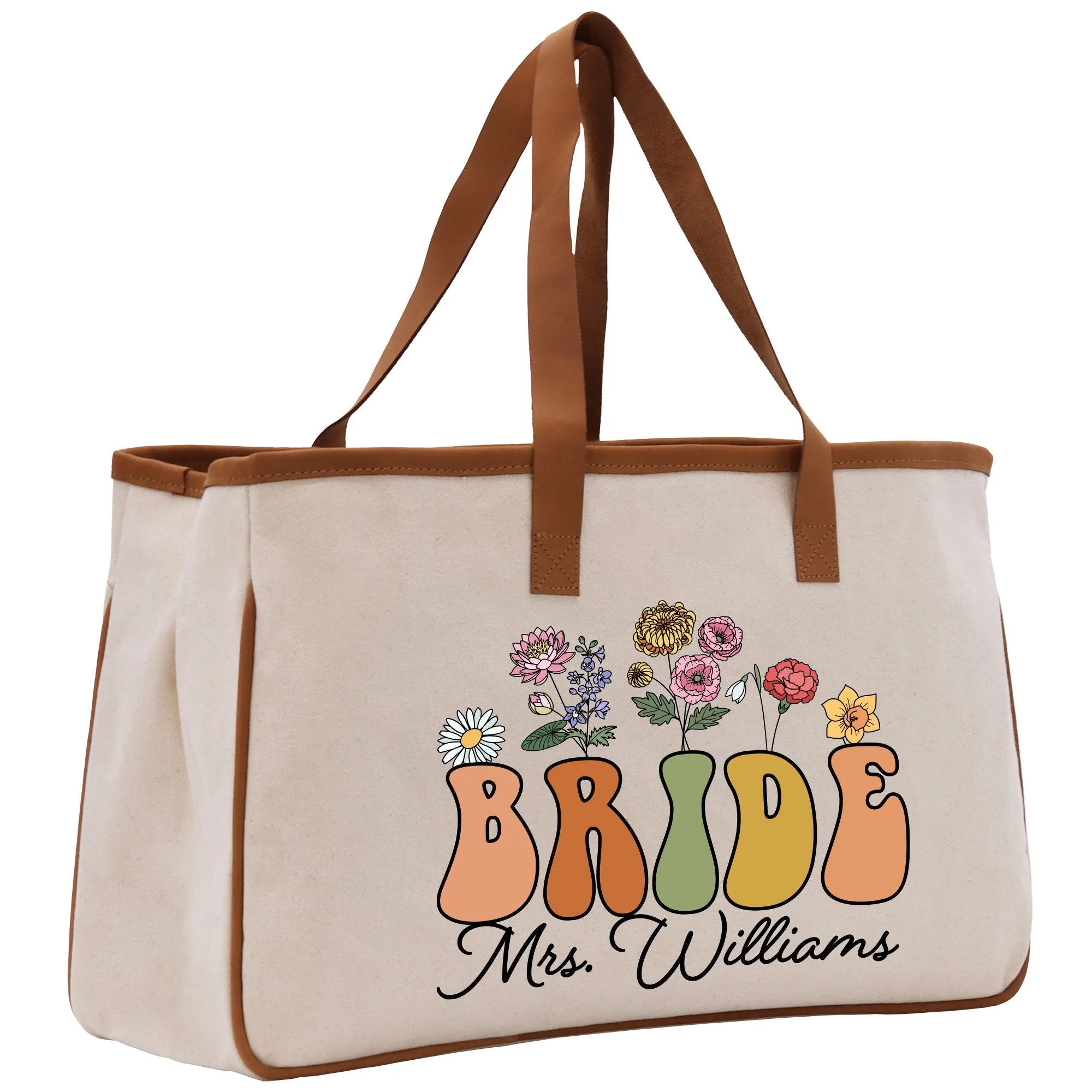 Mrs Name Tote Bag Personalized Cotton Canvas Tote Bag Wedding Tote Bridal Shower Gift Honeymoon Gift Customized Wedding Gift Bridesmaid Gift