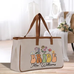 Mrs Name Tote Bag Personalized Cotton Canvas Tote Bag Wedding Tote Bridal Shower Gift Honeymoon Gift Customized Wedding Gift Bridesmaid Gift