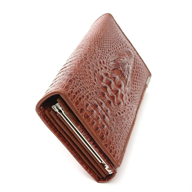 New Arrival 3D Crocodile Grain Women Long Wallets Genuine Leather Embossed Design Draw-out Type Female Wallet Clutch Purses Carteira