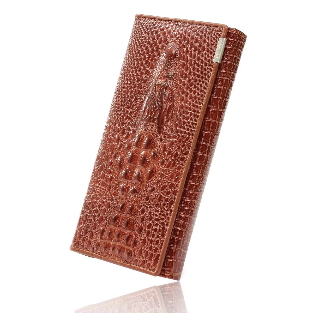 New Arrival 3D Crocodile Grain Women Long Wallets Genuine Leather Embossed Design Draw-out Type Female Wallet Clutch Purses Carteira