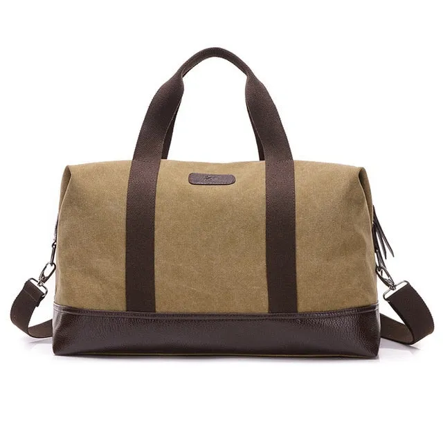 New Fashion Casual Large Capacity Men Fitness Duffel Bag Weekend Outdoor Travel Bag Women Canvas Handbag Khaki/Black