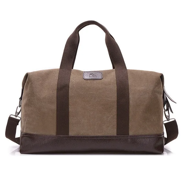 New Fashion Casual Large Capacity Men Fitness Duffel Bag Weekend Outdoor Travel Bag Women Canvas Handbag Khaki/Black