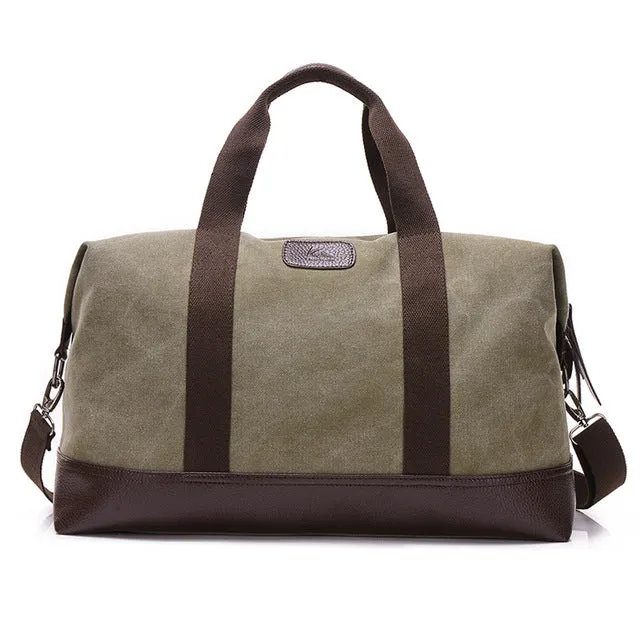 New Fashion Casual Large Capacity Men Fitness Duffel Bag Weekend Outdoor Travel Bag Women Canvas Handbag Khaki/Black