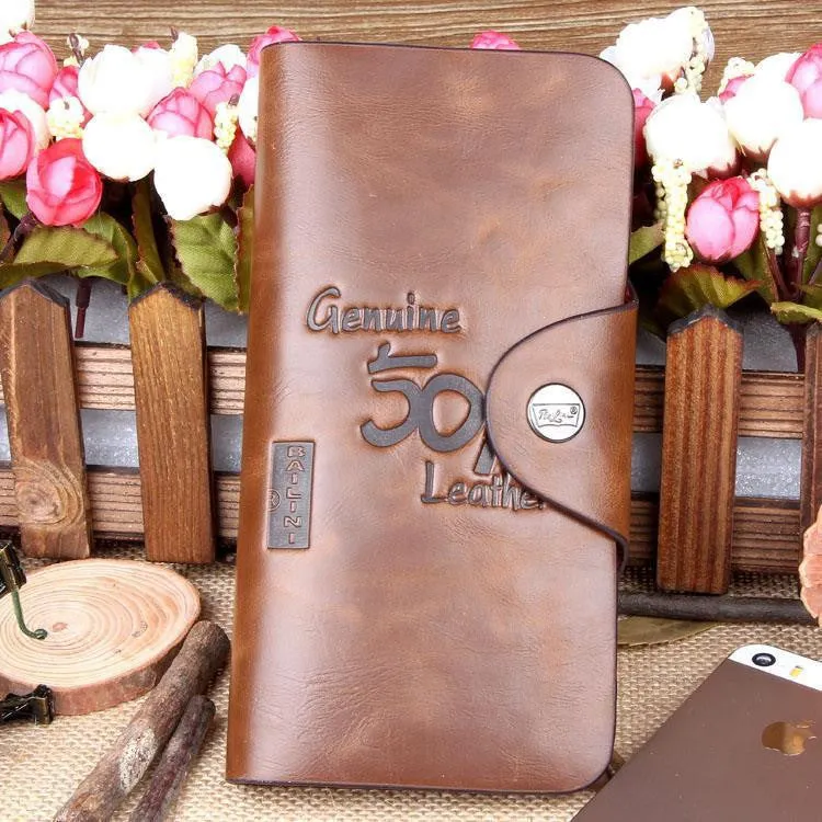 New Men's Vintage Wallet Fine Bifold Brown Genuine Leather & Pu Bailini Purse Wallets For Men