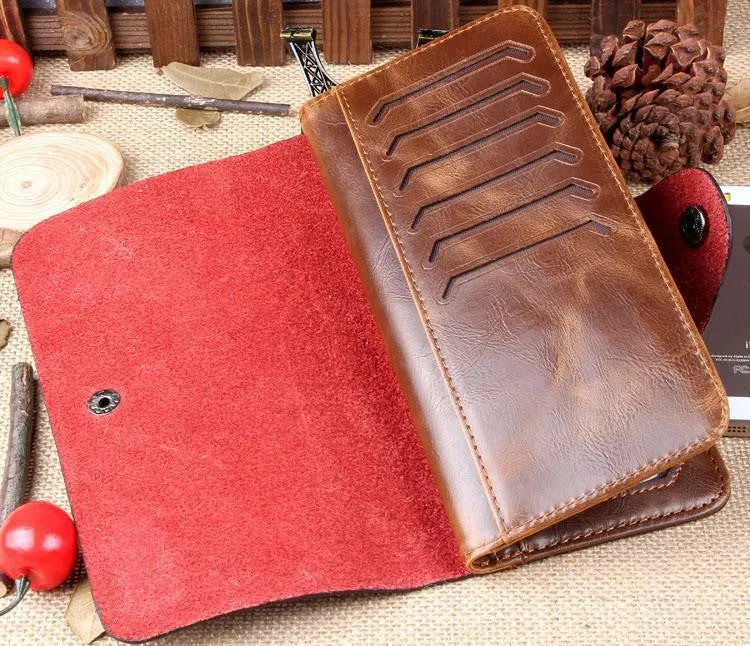 New Men's Vintage Wallet Fine Bifold Brown Genuine Leather & Pu Bailini Purse Wallets For Men