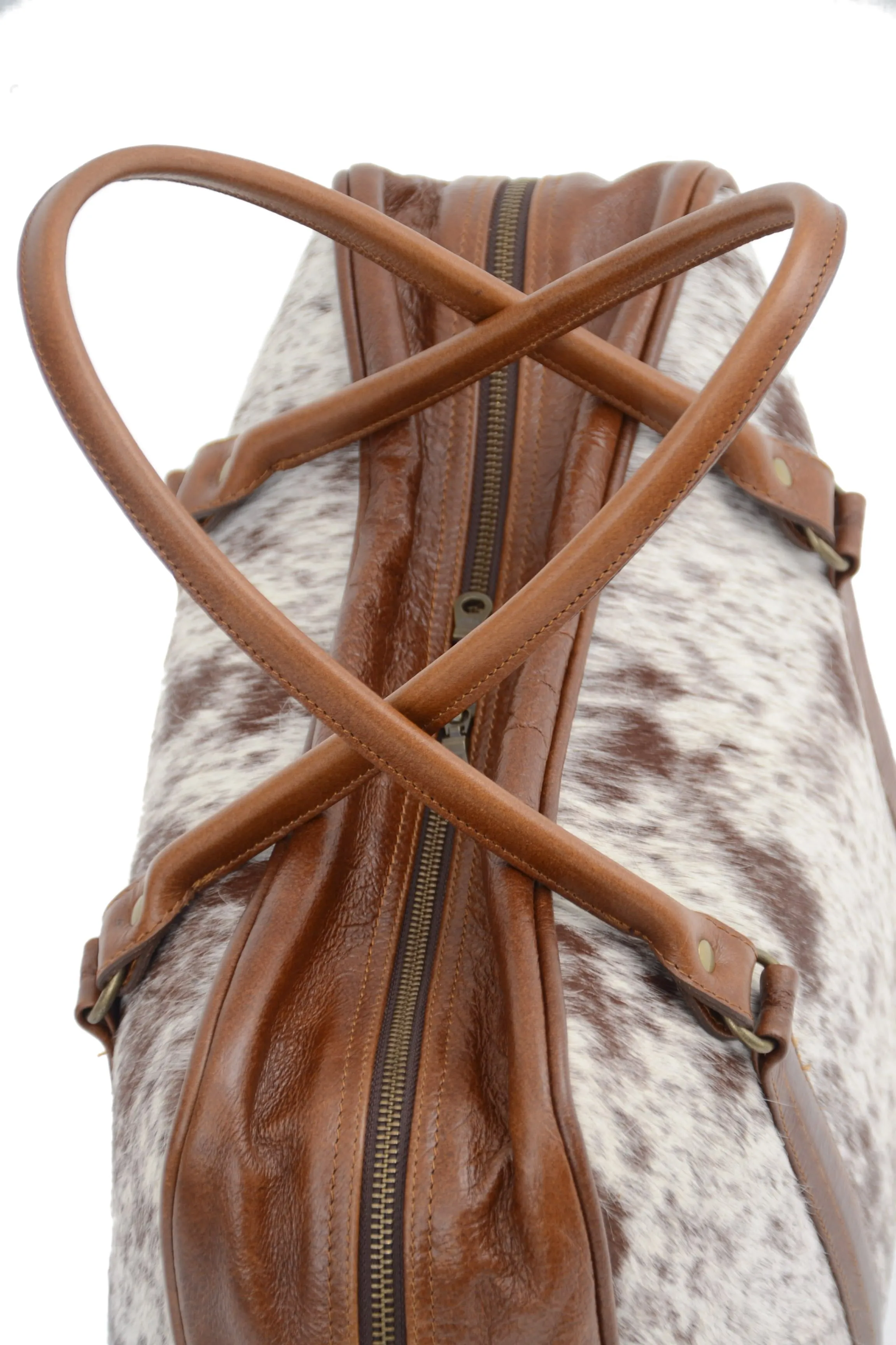 Nguni leather overnight bag