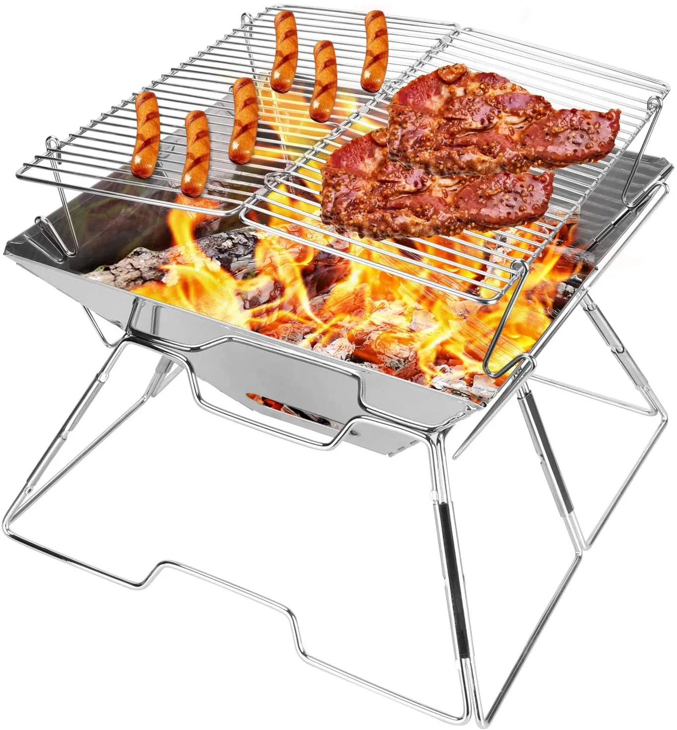 Odoland Folding Campfire Grill, Camping Fire Pit, Outdoor Wood Stove Burner