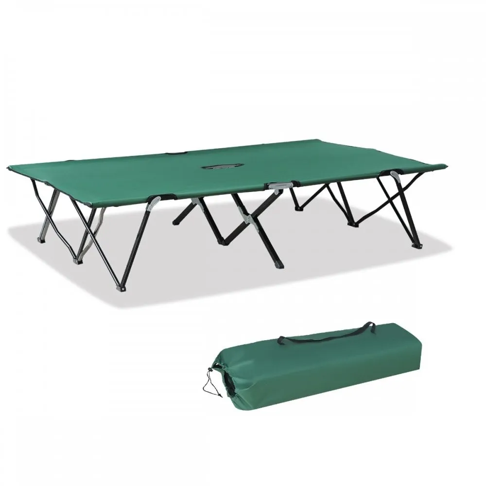 Outsunny Foldable Cot Bed 193Lx125Wx40H cm-Black/Green