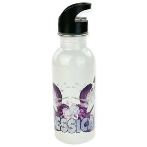 Personalized 20oz Stainless Steel Water Bottle with Straw - Floral Unicorn