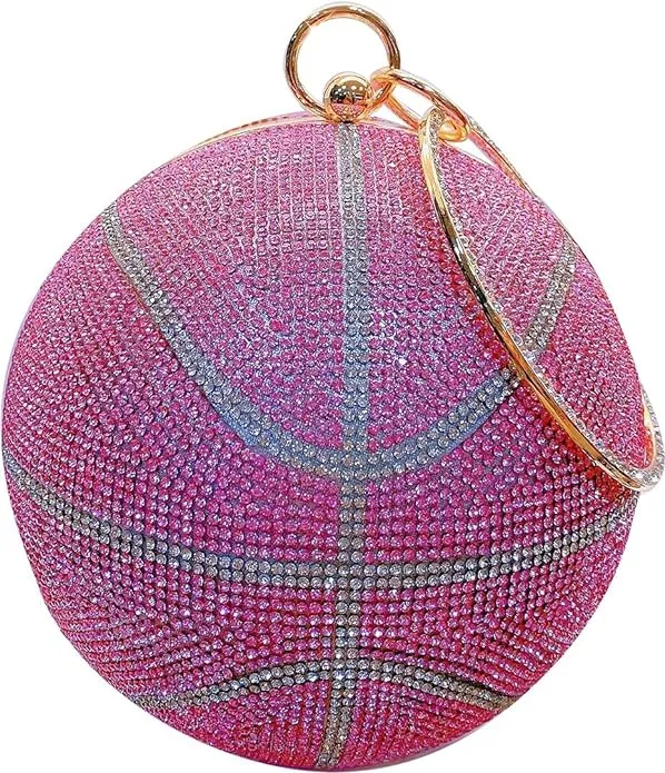 Pink Rhinestone Crystal Basketball Purse