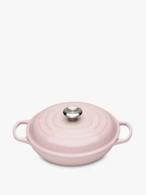 Pink shallow casserole dish