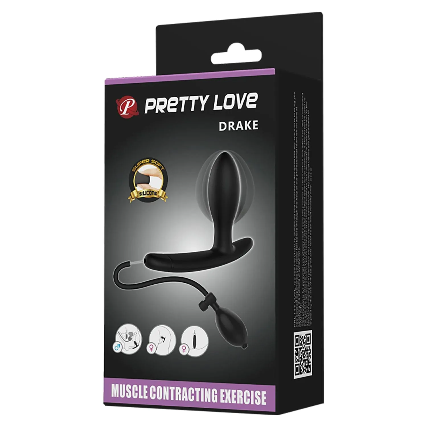 Pretty Love - Drake Inflatable Muscle Contracting Exercise Butt Plug (Black)