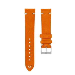 Pumpkin Orange - Suede Leather Watch Strap For Longines Elegant Collection