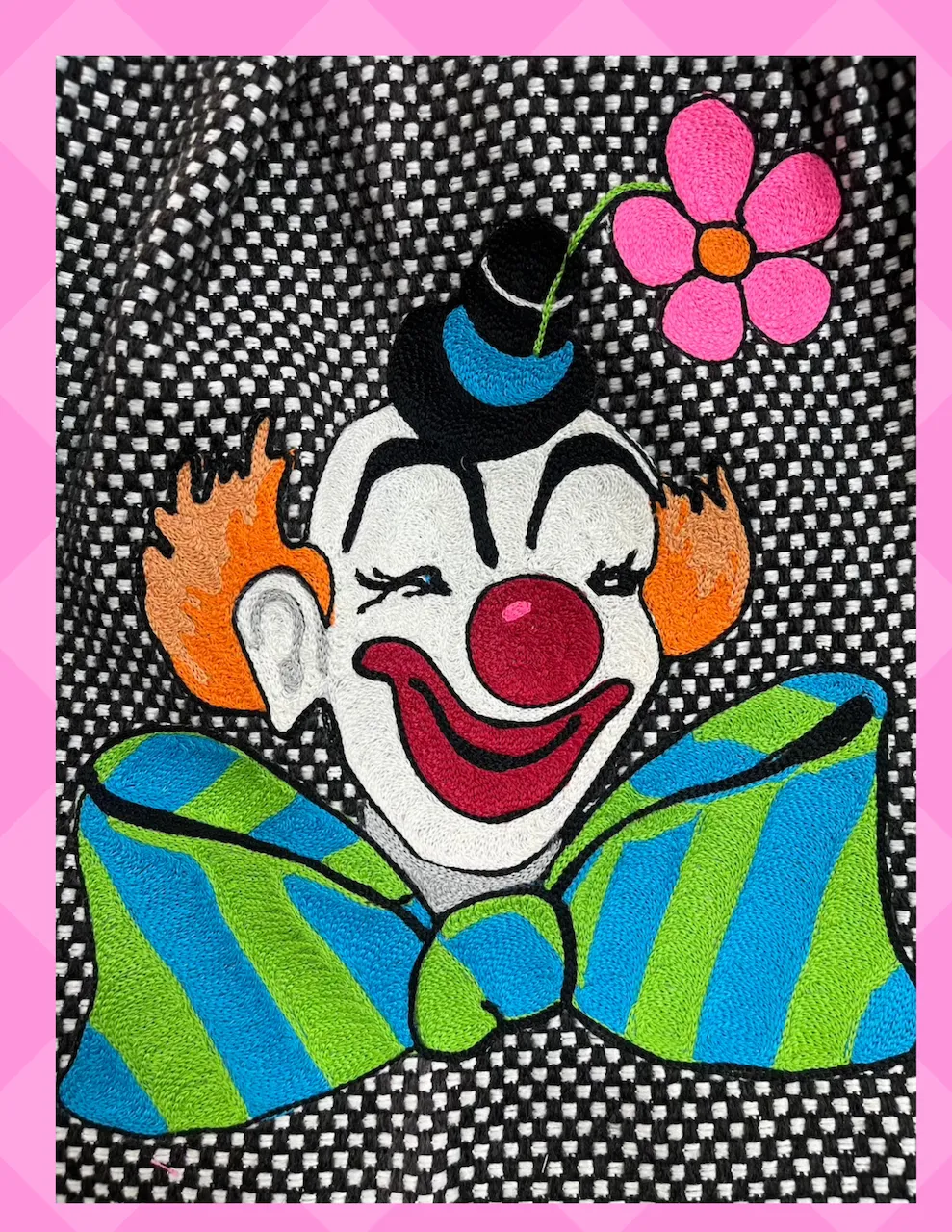 "Clownin' Around" one of a kind chainstitched purse