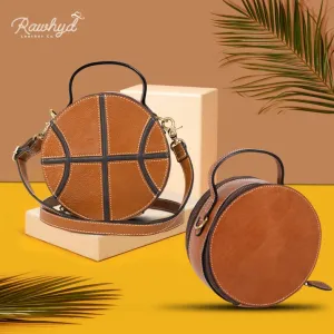 RAWHYD - Leather Basketball Purse for Women - 8” x 3.5” crossbody bag