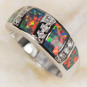 Red Fire Opal Silver Ring