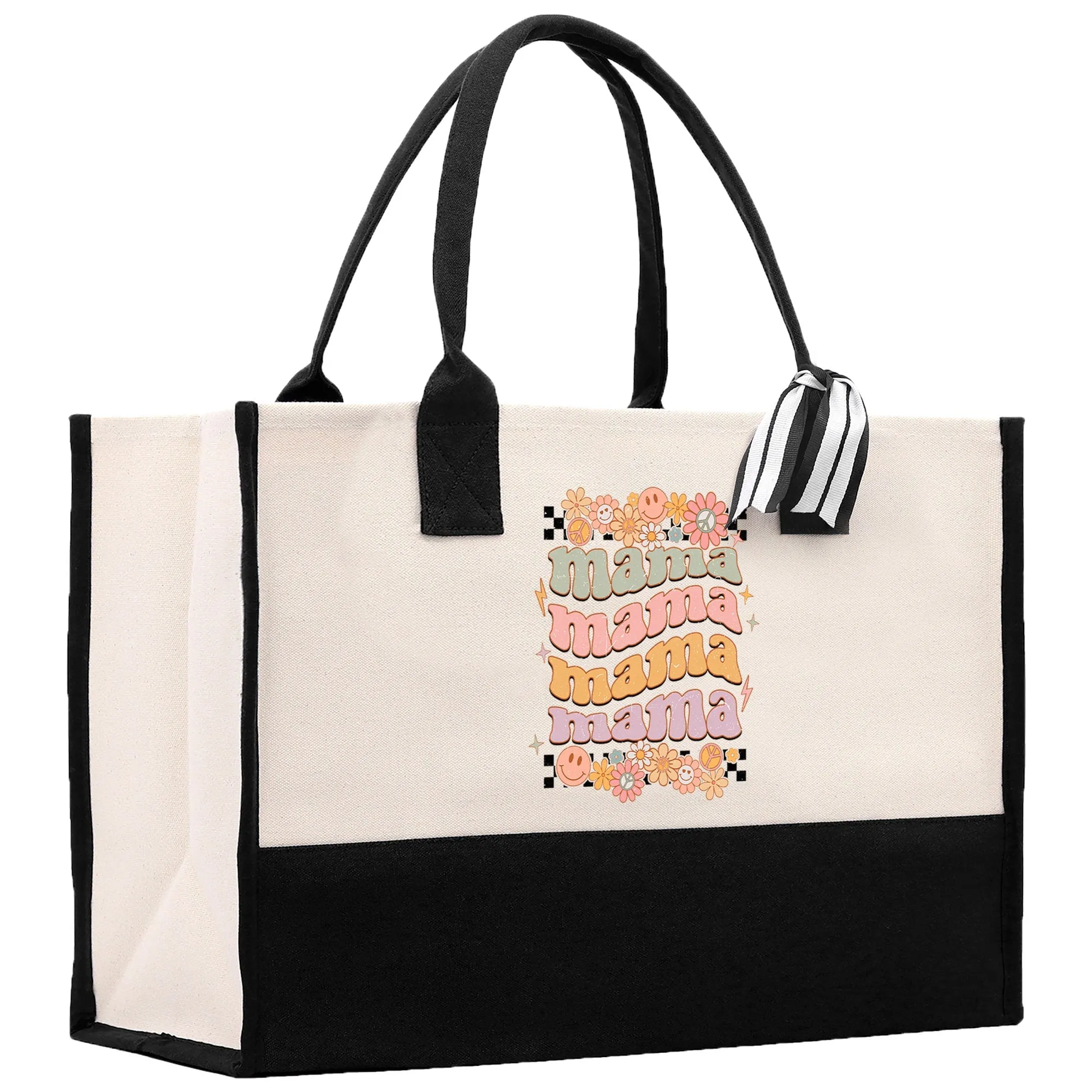 Retro Colorful Mama Mama Mama Cotton Canvas Tote Bag Mom Gift Mom Bag Mom Shopping Bag New Mom  Gift Best Mom Ever Bag Boy Girl Mama Tote