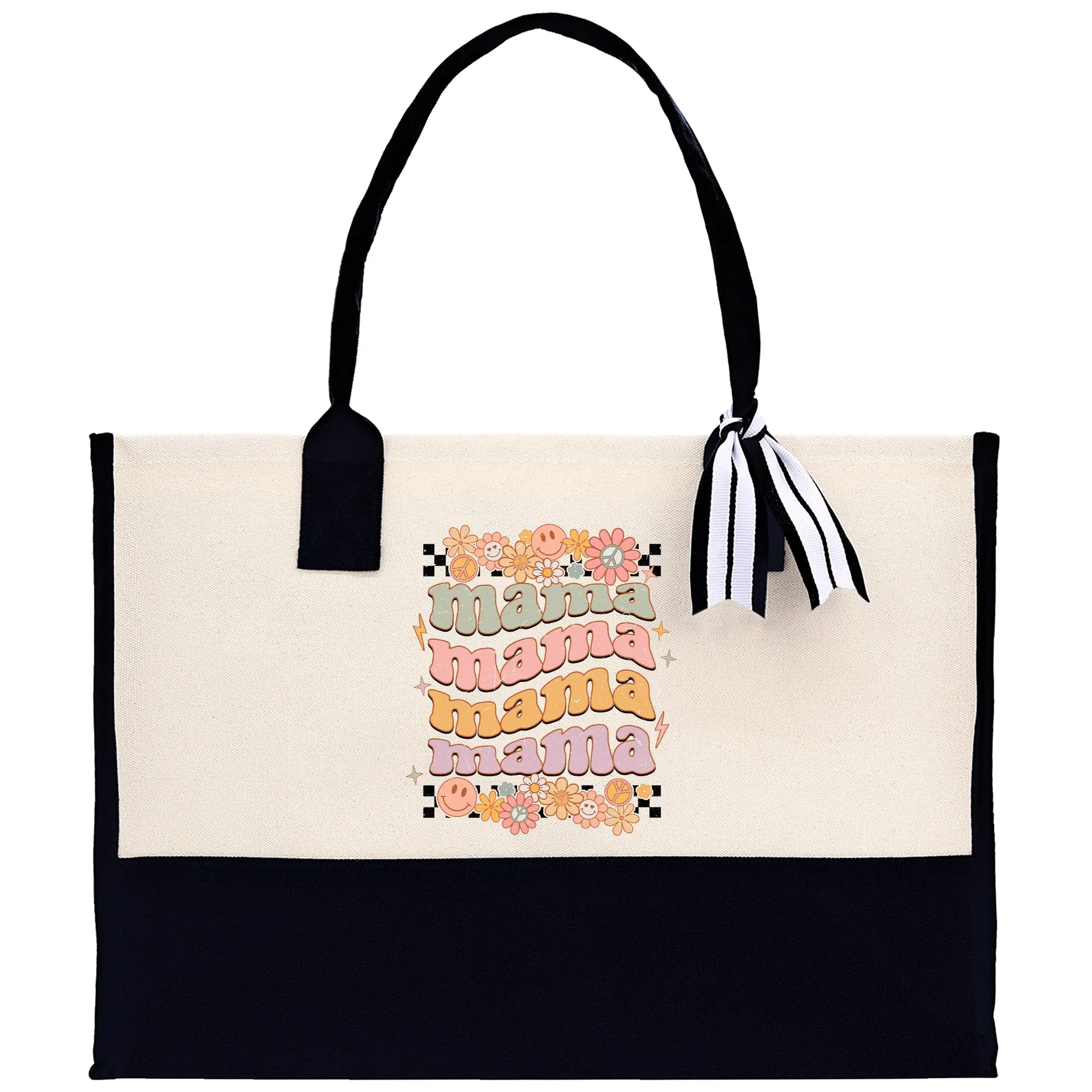 Retro Colorful Mama Mama Mama Cotton Canvas Tote Bag Mom Gift Mom Bag Mom Shopping Bag New Mom  Gift Best Mom Ever Bag Boy Girl Mama Tote