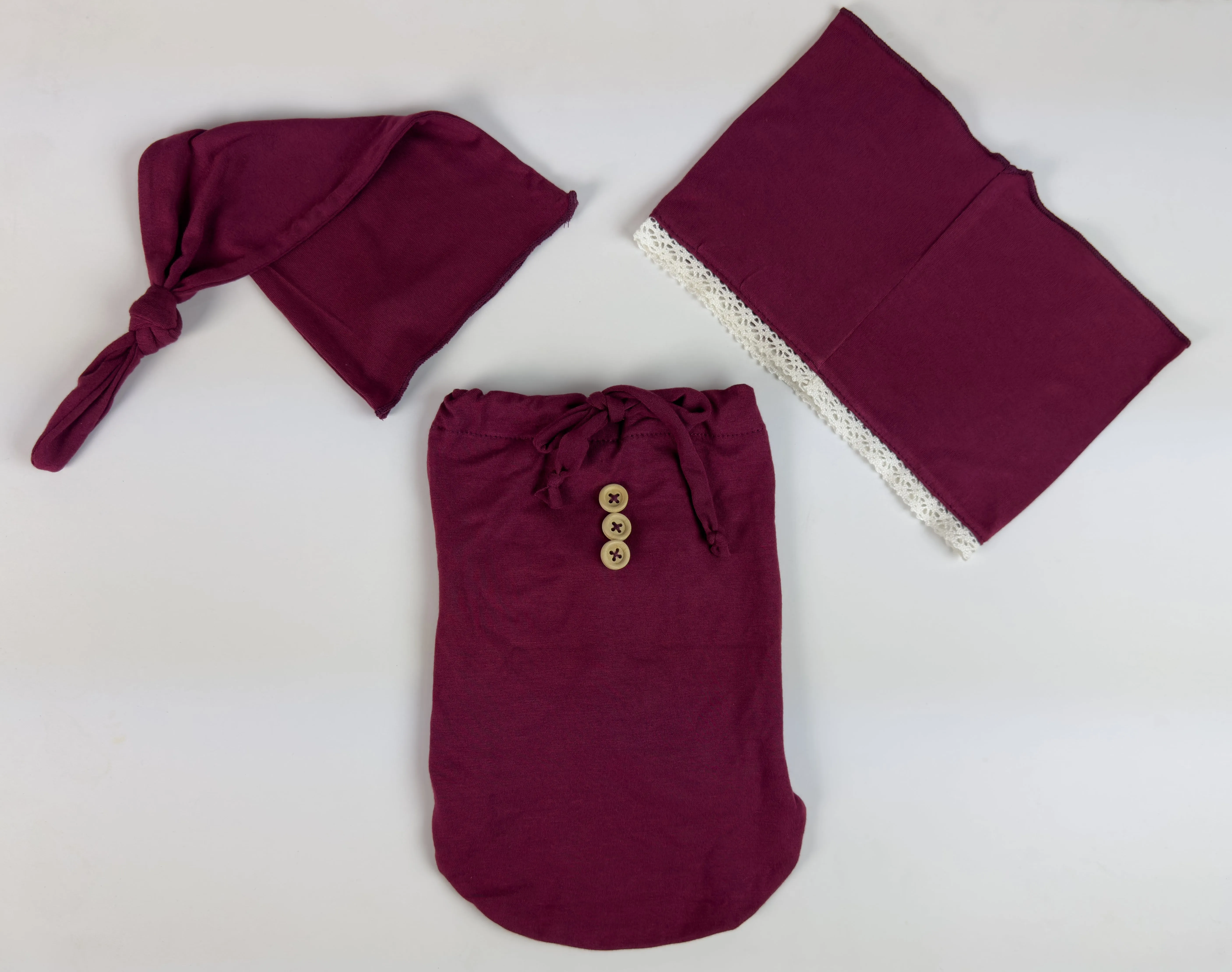 Reversible Swaddle Sack Set - Smooth - Burgundy