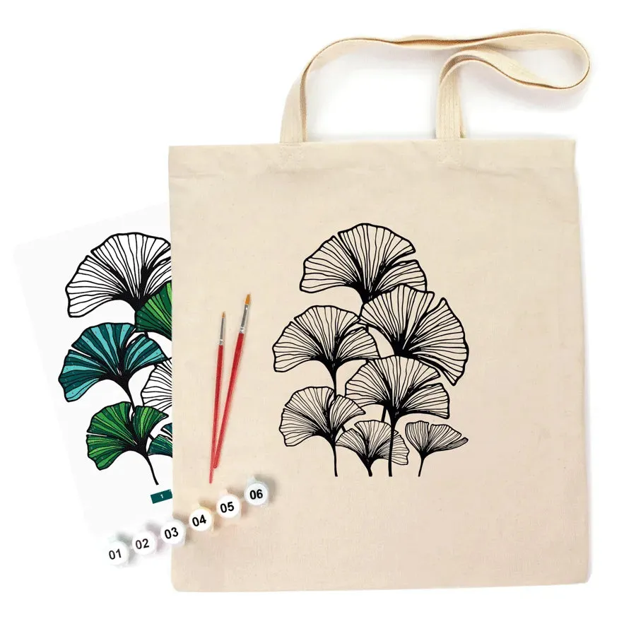 Rosa Talent Ginkgo Leaves - Shopper Coloring Kit. Ecobag Painting Kit, Cotton 0.03 lb/in2, 14.96*16.54 inches.