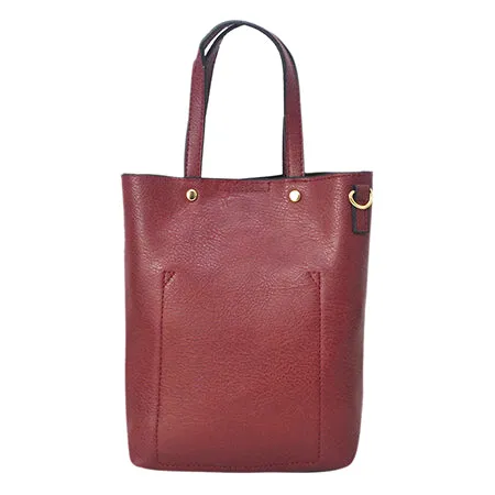 !SALE! Wine Faux Leather NGIL Bucket Handbag