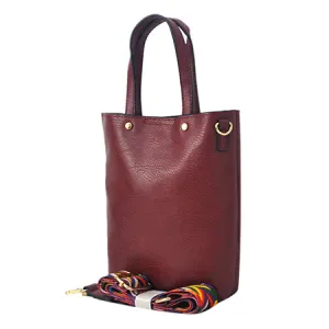 !SALE! Wine Faux Leather NGIL Bucket Handbag