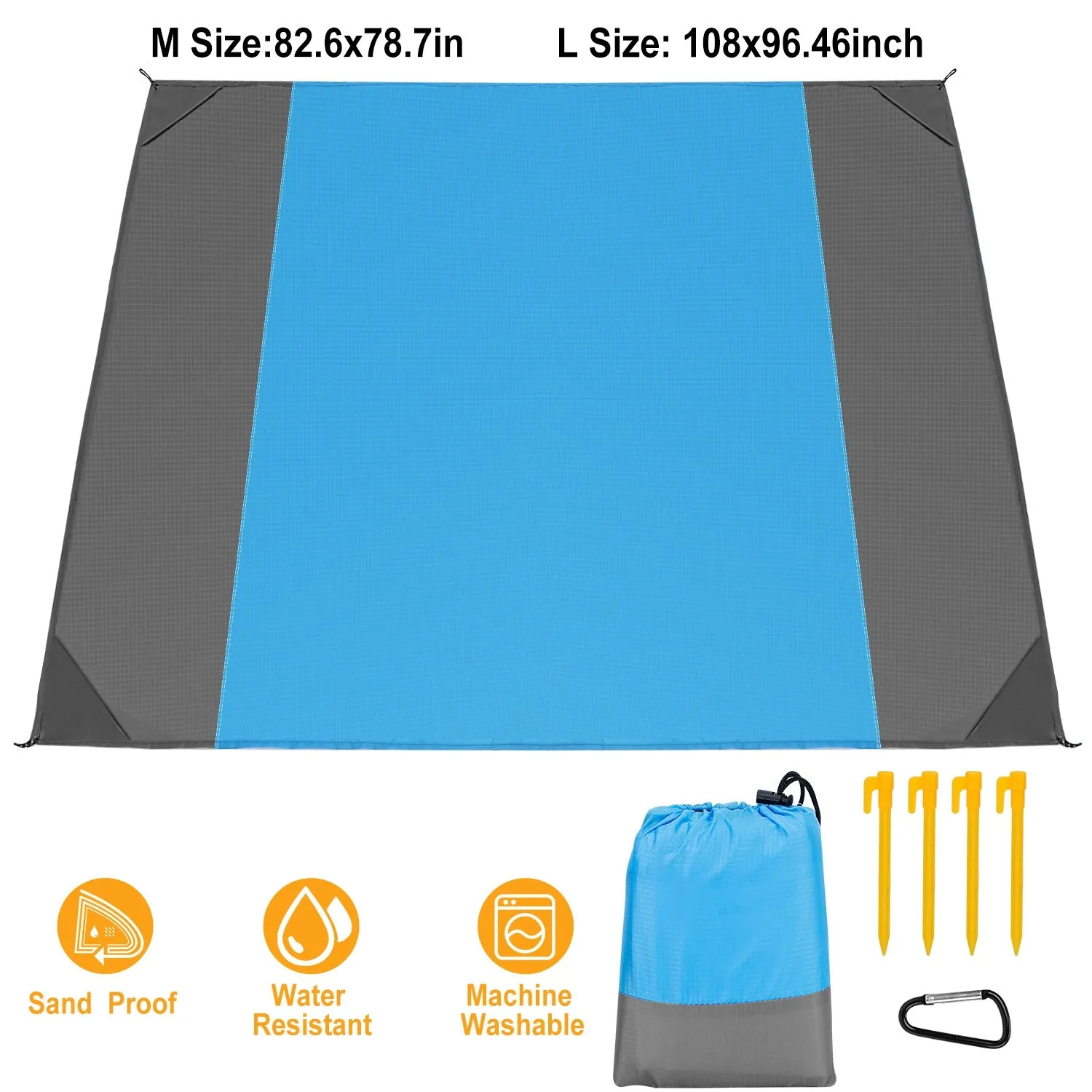 Sand Proof Picnic Blanket with 4 Anchors