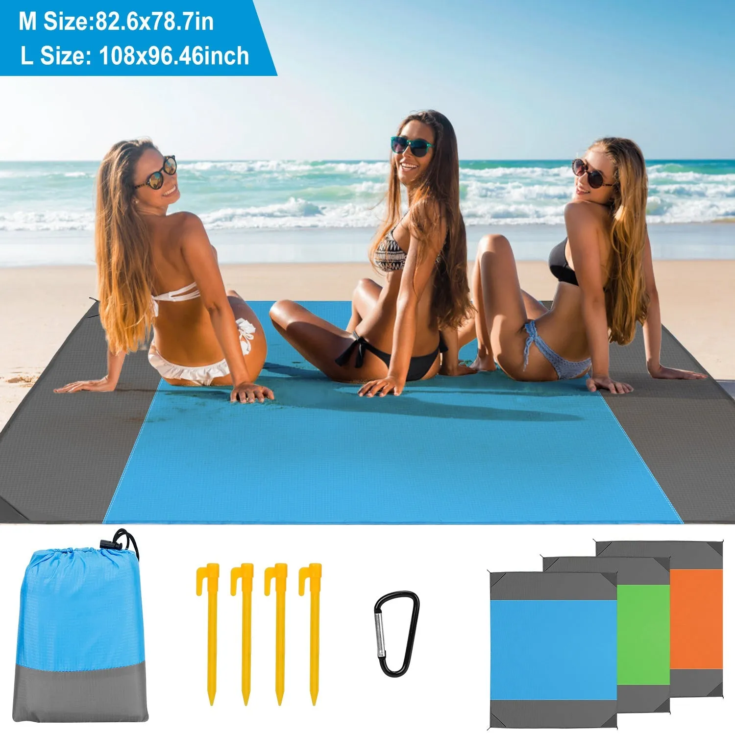 Sand Proof Picnic Blanket with 4 Anchors