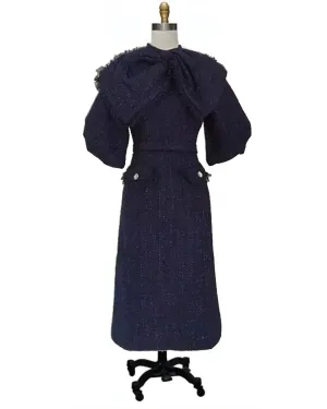 Secretarial- the 1940s Inspired Blue Tweed Dress