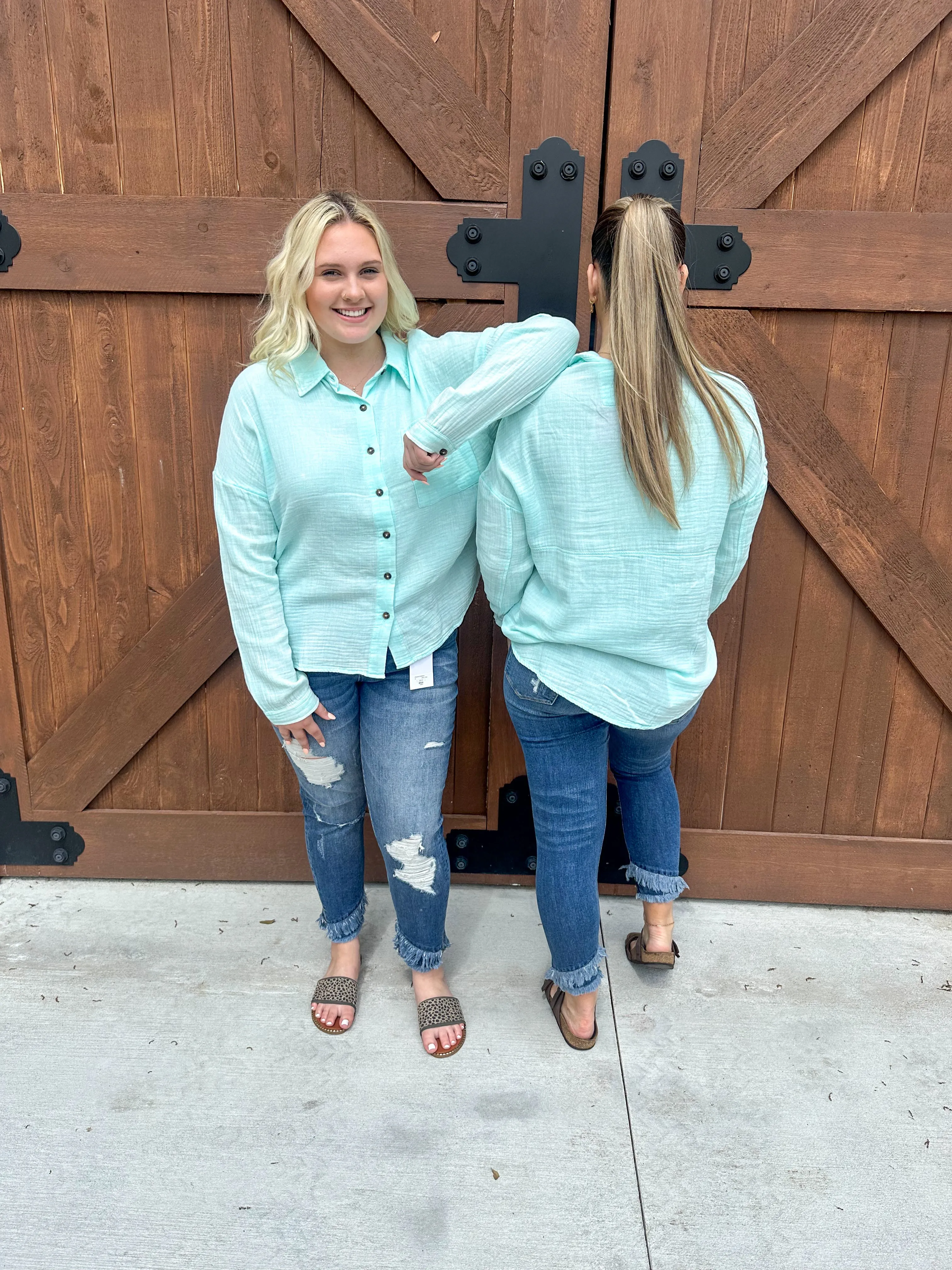 Simply Southern Pastel Seafoam Blouse