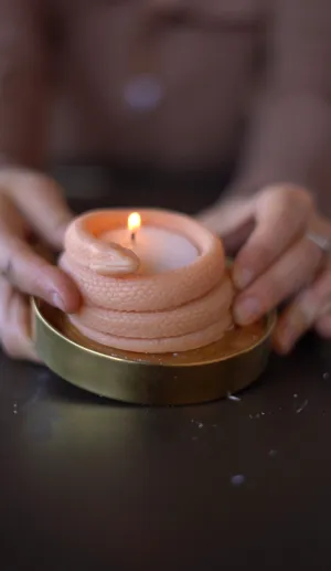 Snake Soy Wax Candle, Unique, Serpent, Light, Twisted, Decorative, Coiled, Wick, Unconventional, Lighting, Novelty, Serpentine, Glow, Sculptural, Artistic, Sinuous, Intricate, Design, Whimsical, Stylish,