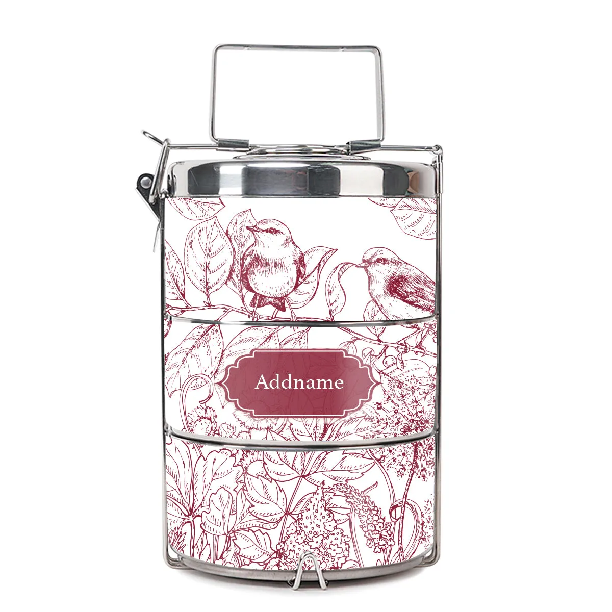 Song Birds Artline Series 3-Tier Premium Medium 13.5cm Tiffin Carrier [FREE Custom Add Name]