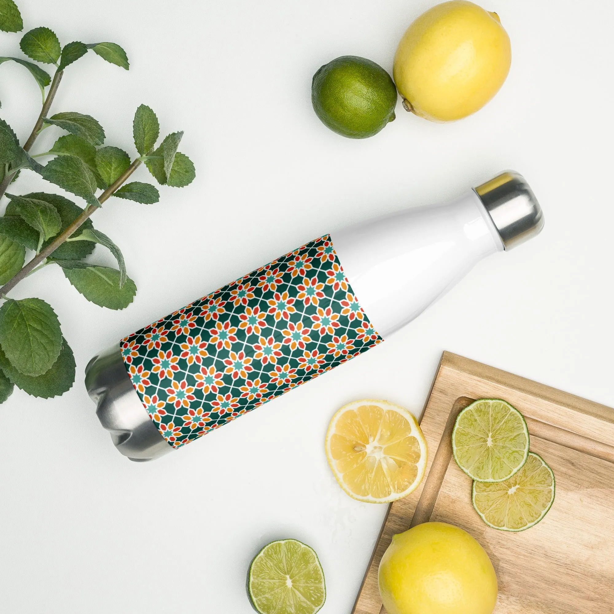 Stainless Steel Water Bottle - Geometric Desert Daisy