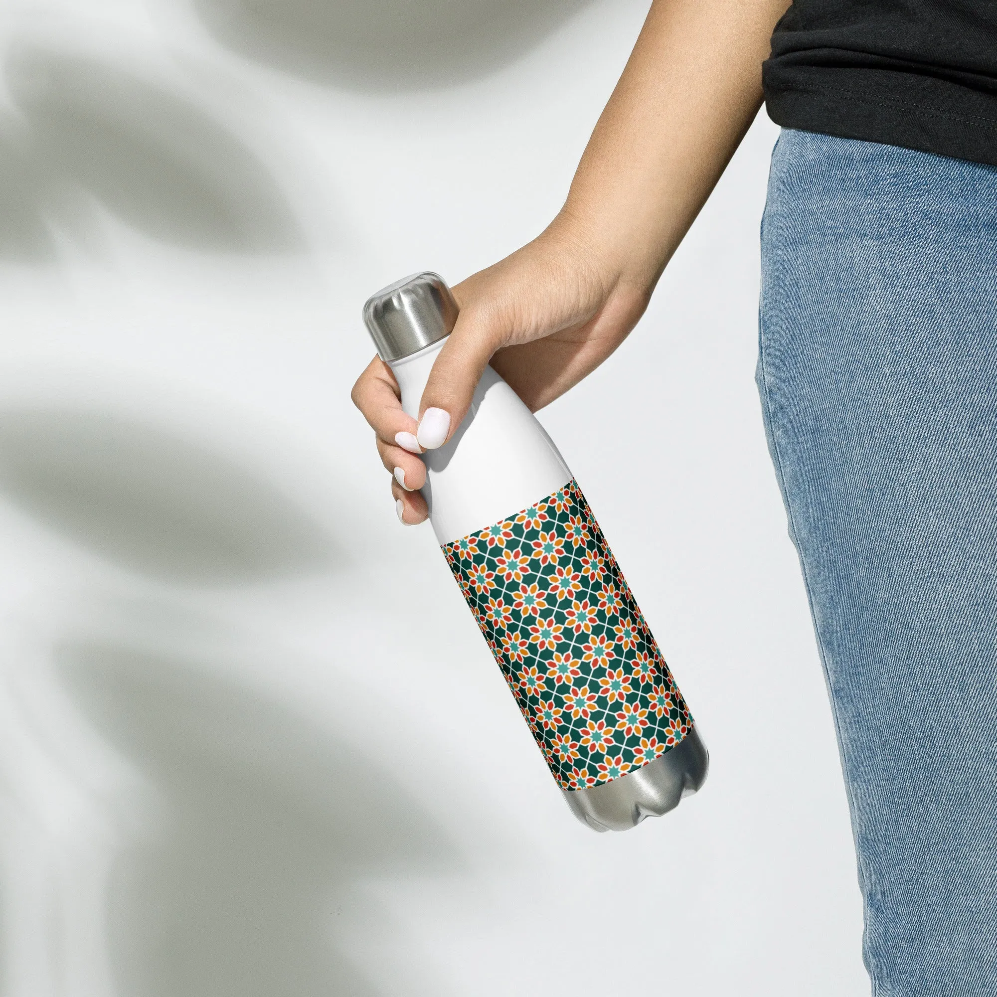 Stainless Steel Water Bottle - Geometric Desert Daisy