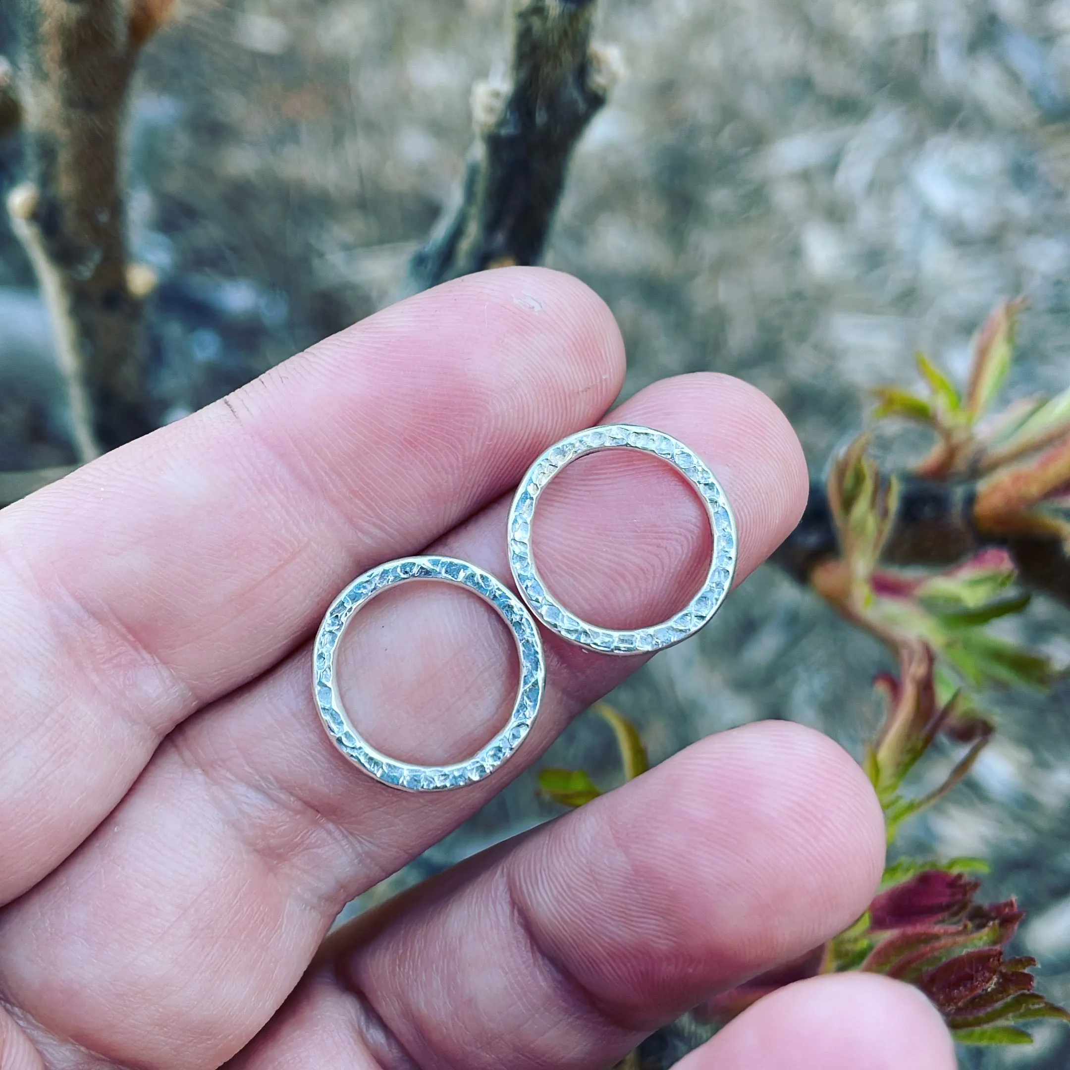 Sterling Silver Textured Circles- Medium