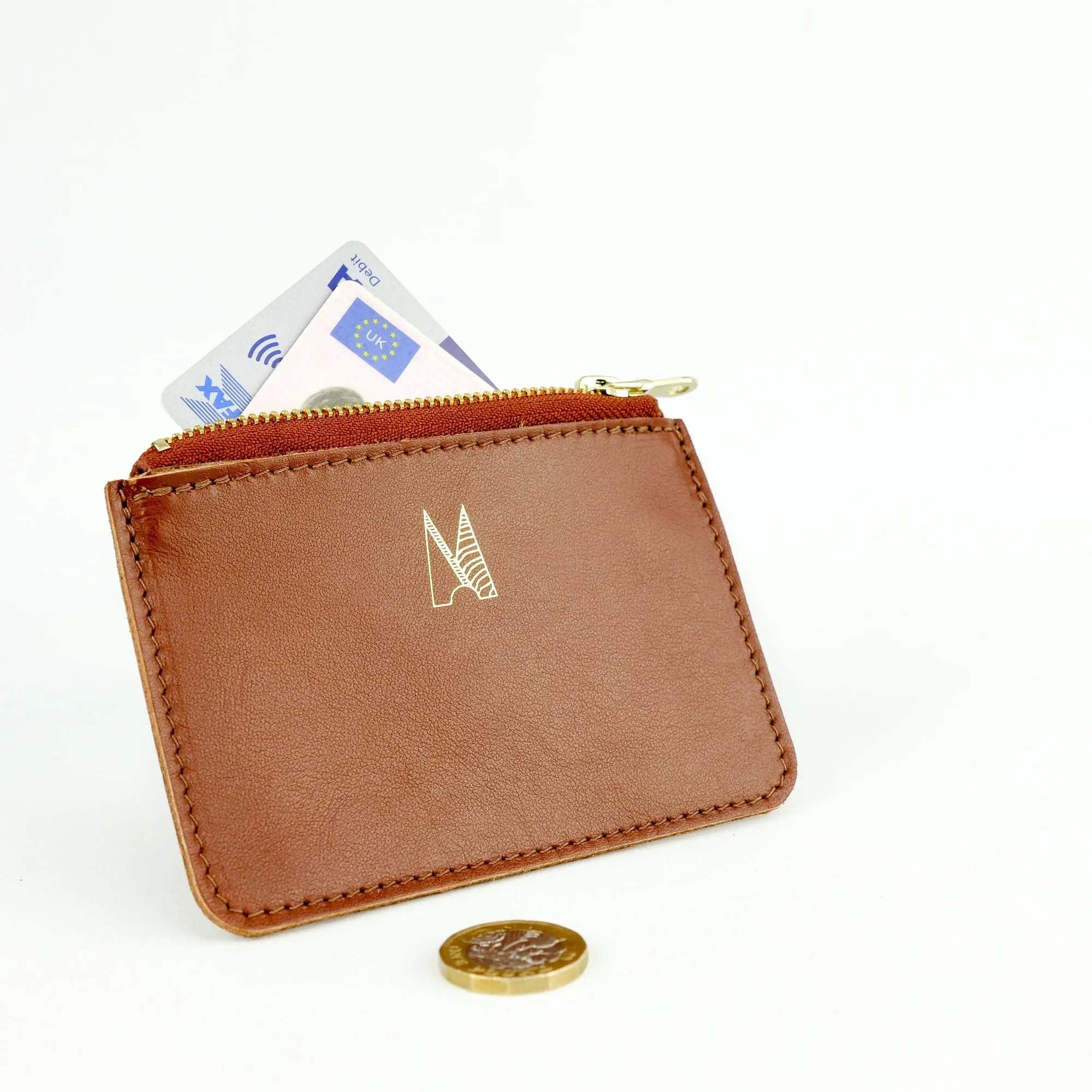 Tan Leather Zip Purse - Roam