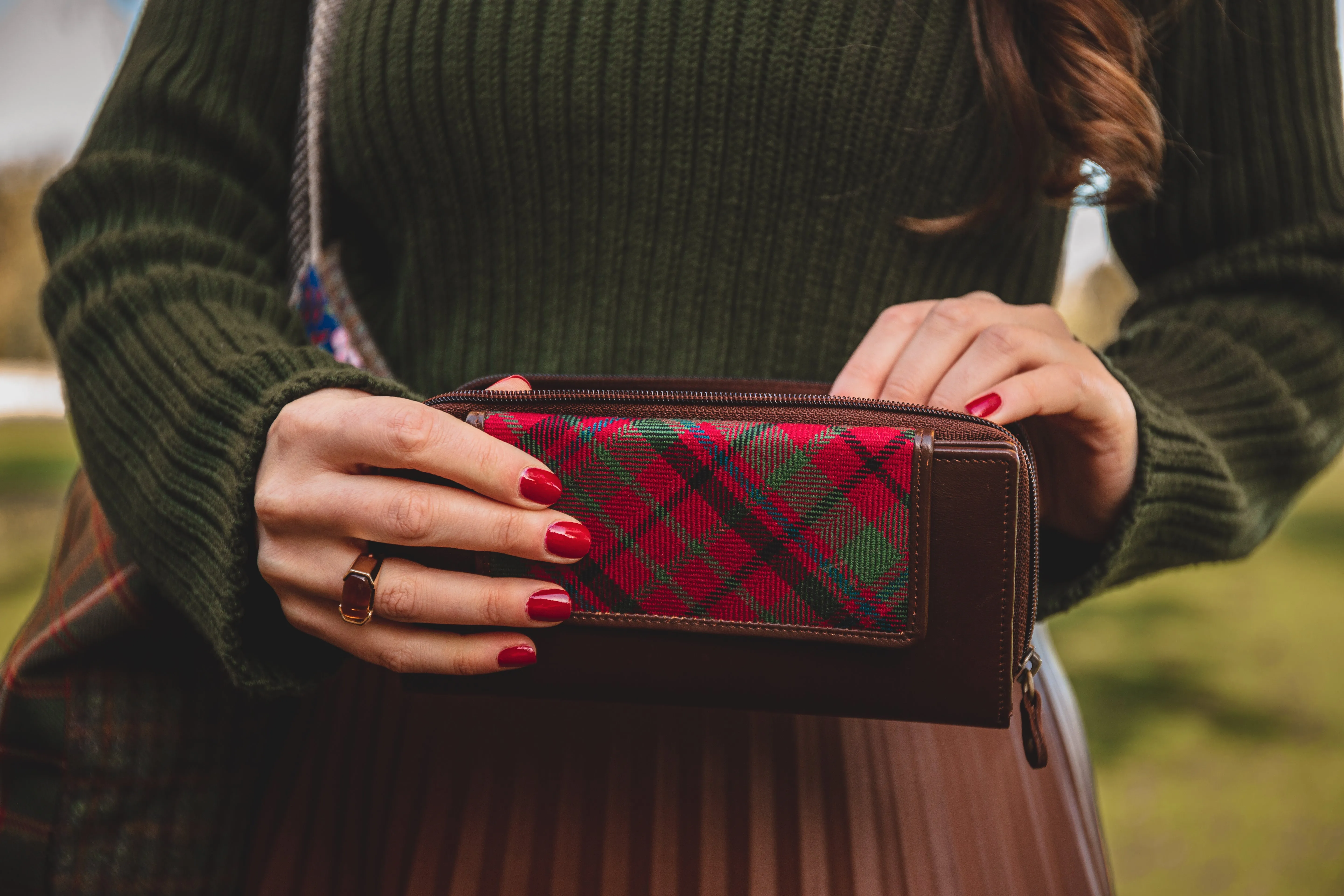 Tartan & Leather Organiser Purse